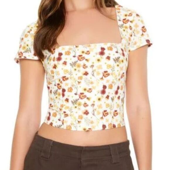 Forever 21 Floral Print Cutout Crop Top‎ - Picture 5 of 8